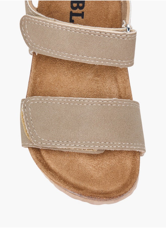 Solid Sandals with Hook and Loop Closure