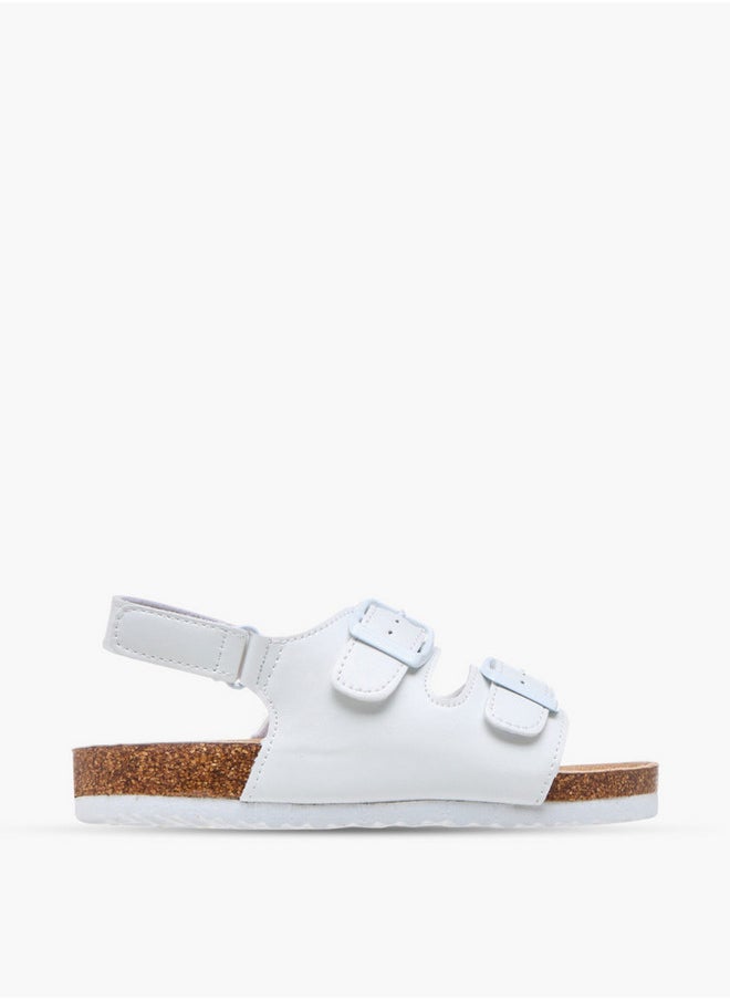 Buckle Accent Strap Sandals with Hook and Loop Closure
