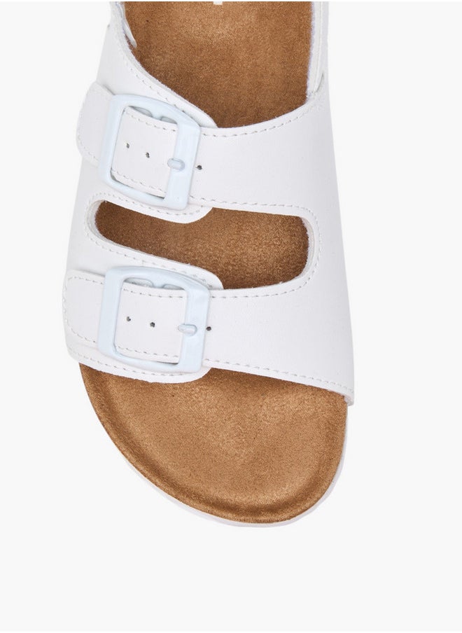 Buckle Accent Strap Sandals with Hook and Loop Closure