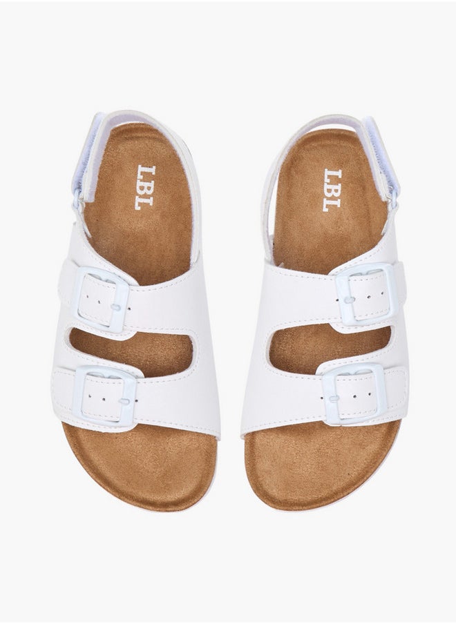 Buckle Accent Strap Sandals with Hook and Loop Closure