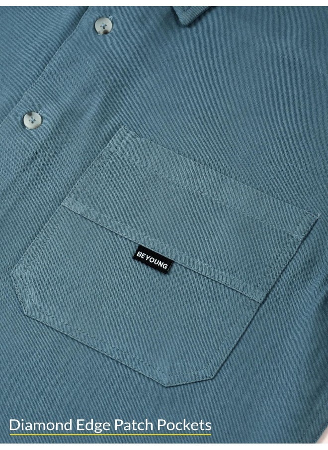 Smoky Blue Cotton Shirt for Men