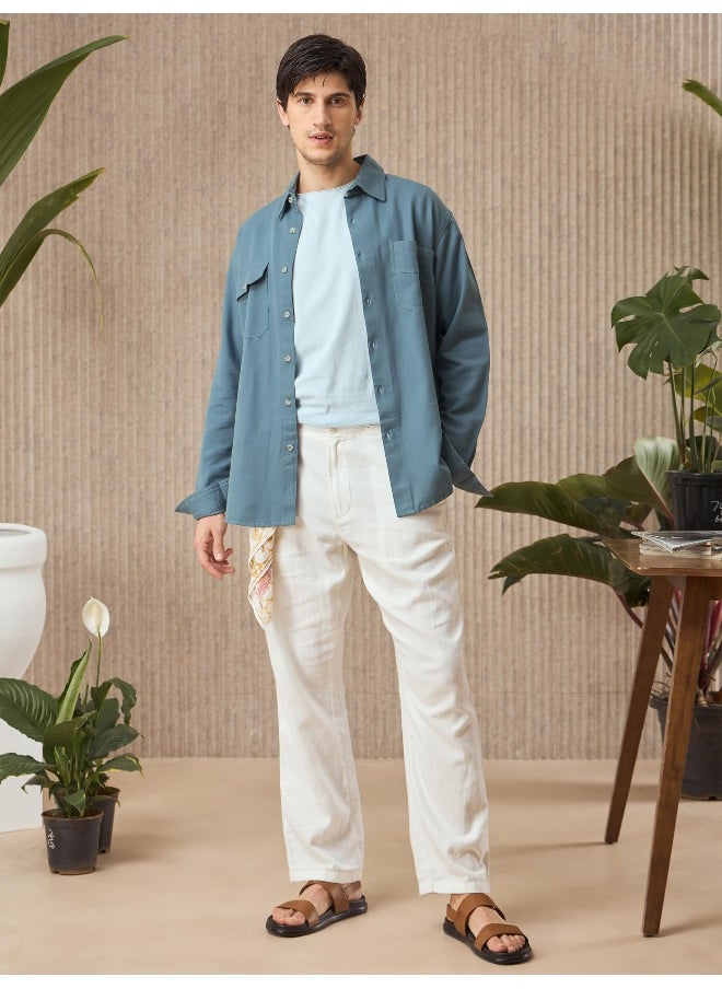 Smoky Blue Cotton Shirt for Men