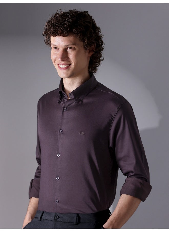 Dark Wine Satin Shirt