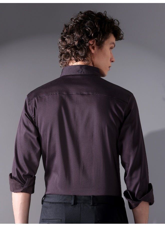 Dark Wine Satin Shirt
