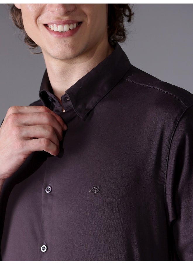 Dark Wine Satin Shirt