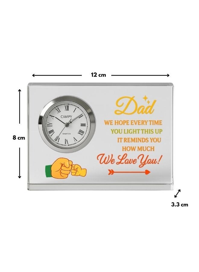Fathers Day Crystal Glass Clock Keepsake|Elegant Display For Home&Office|Thoughtful Gift For Fathers Day|Son&Daughter Gift To Father
