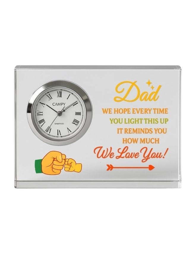 Fathers Day Crystal Glass Clock Keepsake|Elegant Display For Home&Office|Thoughtful Gift For Fathers Day|Son&Daughter Gift To Father