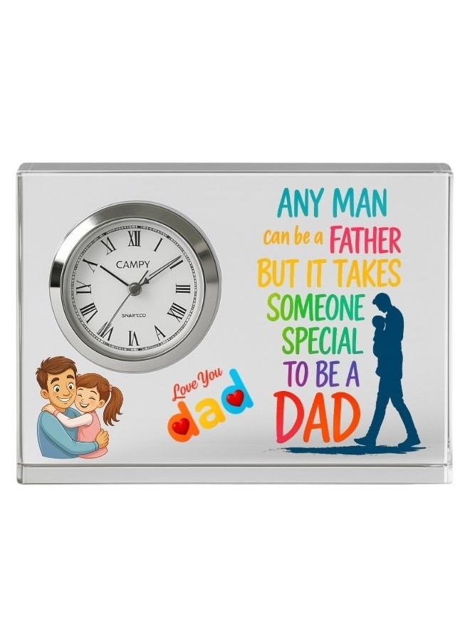 Fathers Day Crystal Glass Clock Keepsake|Elegant Display For Home&Office|Thoughtful Gift For Fathers Day|Son&Daughter Gift To Father