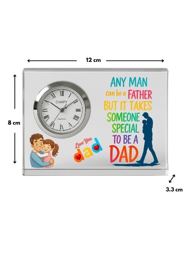 Fathers Day Crystal Glass Clock Keepsake|Elegant Display For Home&Office|Thoughtful Gift For Fathers Day|Son&Daughter Gift To Father