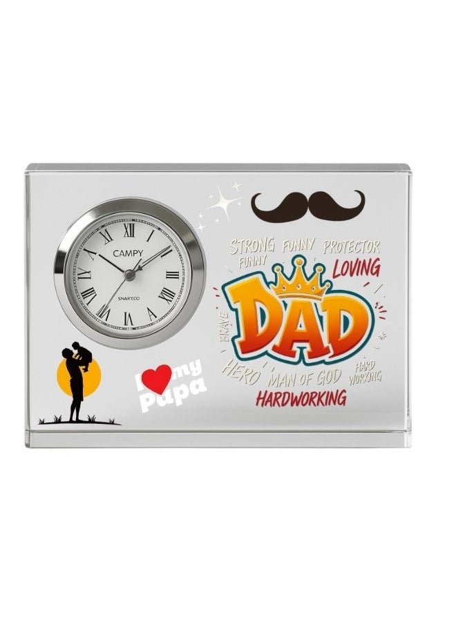 Fathers Day Crystal Glass Clock Keepsake|Elegant Display For Home&Office|Thoughtful Gift For Fathers Day|Son&Daughter Gift To Father
