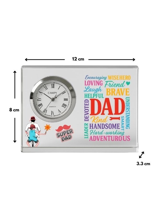 Fathers Day Crystal Glass Clock Keepsake|Elegant Display For Home&Office|Thoughtful Gift For Fathers Day|Son&Daughter Gift To Father