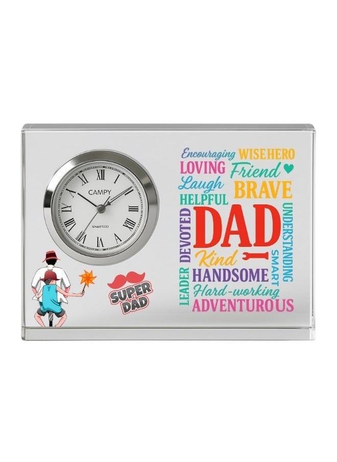 Fathers Day Crystal Glass Clock Keepsake|Elegant Display For Home&Office|Thoughtful Gift For Fathers Day|Son&Daughter Gift To Father