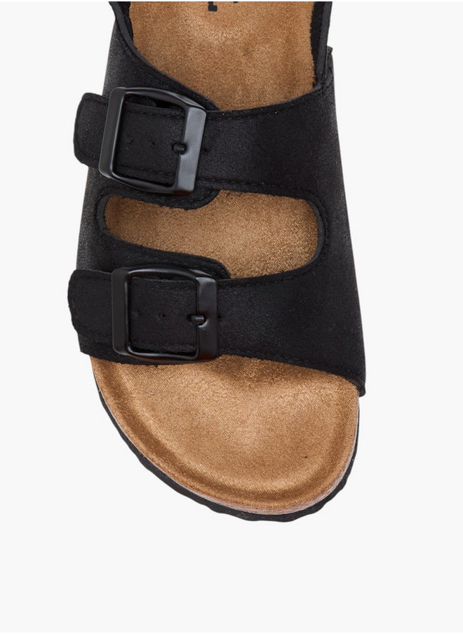 Buckle Accent Strap Sandals with Hook and Loop Closure
