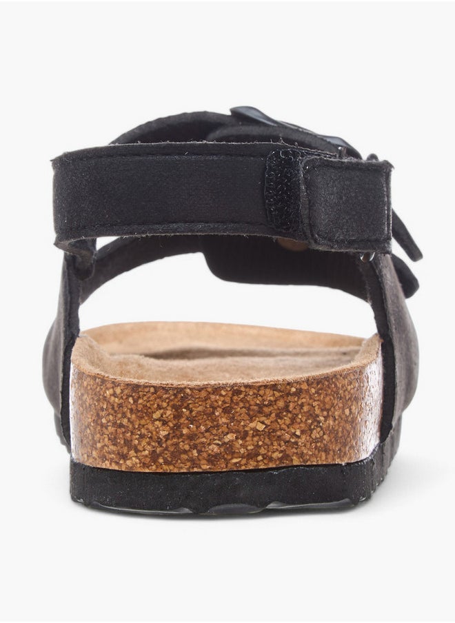 Buckle Accent Strap Sandals with Hook and Loop Closure