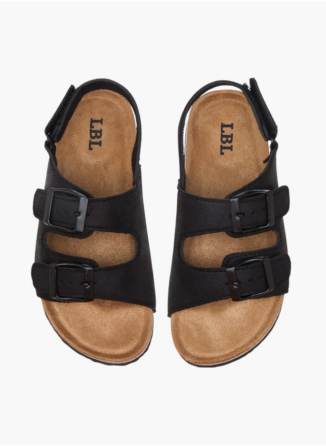 Buckle Accent Strap Sandals with Hook and Loop Closure