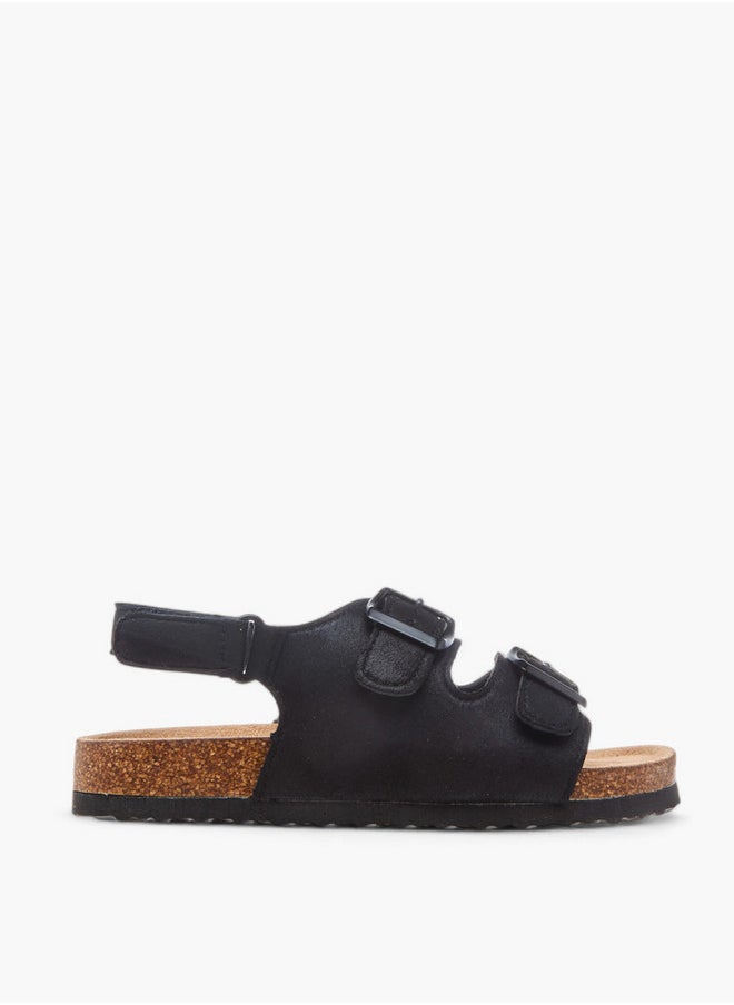Buckle Accent Strap Sandals with Hook and Loop Closure