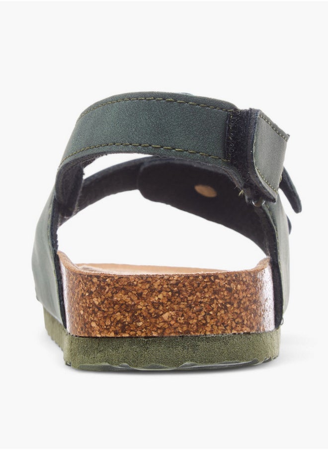 Buckle Accent Strap Sandals with Hook and Loop Closure