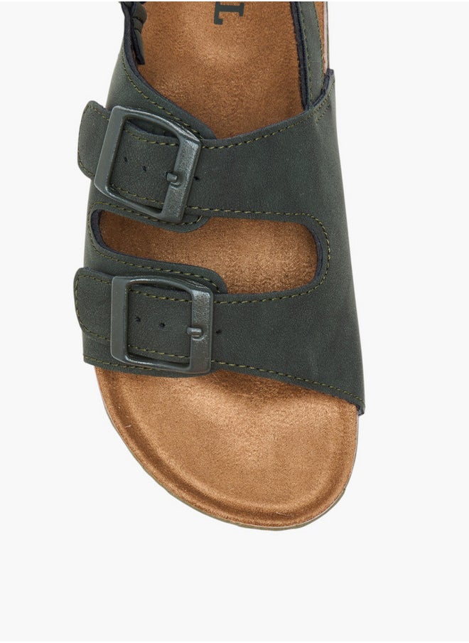 Buckle Accent Strap Sandals with Hook and Loop Closure