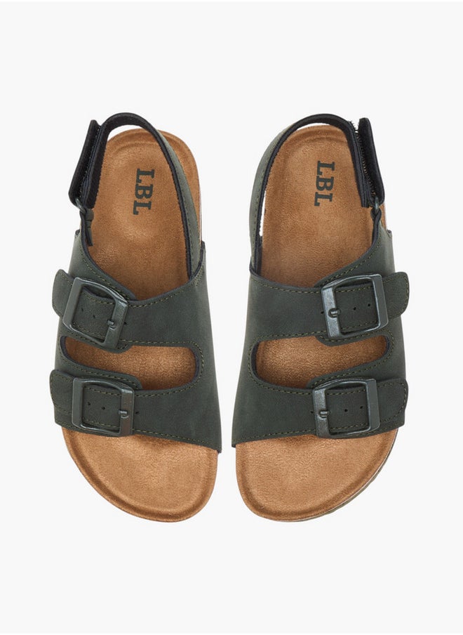 Buckle Accent Strap Sandals with Hook and Loop Closure