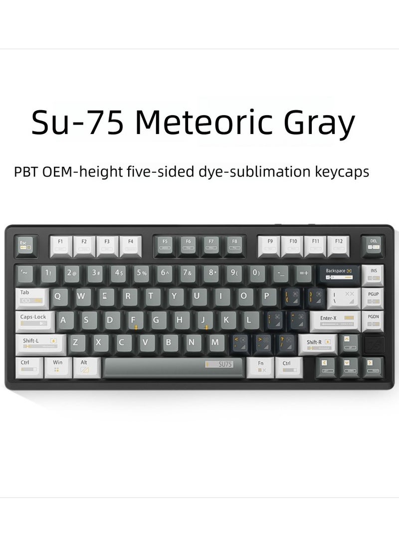 ZIDLI SU-75 Mechanical Keyboard - CNC Aluminum Block (Alu Block), Triple Mode (Wired/2.4G/Bluetooth), Gasket Structure for Tactile Feedback, 75% Hot-Swap PBT Keycaps with KTT Switches, 16M RGB, 6000mAh Battery