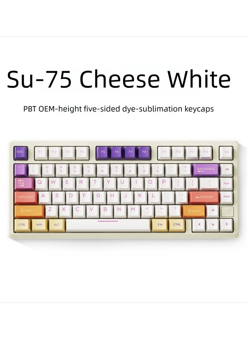 ZIDLI SU-75 Mechanical Keyboard - CNC Aluminum Block (Alu Block), Triple Mode (Wired/2.4G/Bluetooth), Gasket Structure for Tactile Feedback, 75% Hot-Swap PBT Keycaps with KTT Switches, 16M RGB, 6000mAh Battery
