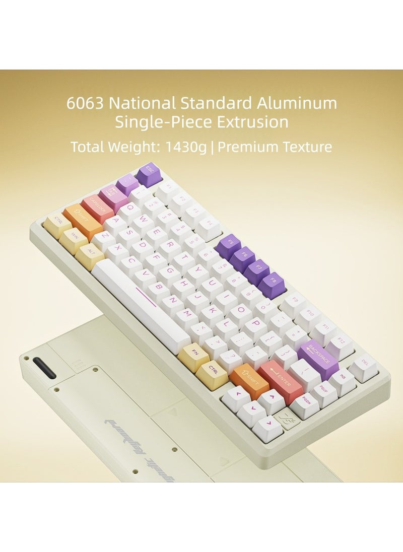 ZIDLI SU-75 Mechanical Keyboard - CNC Aluminum Block (Alu Block), Triple Mode (Wired/2.4G/Bluetooth), Gasket Structure for Tactile Feedback, 75% Hot-Swap PBT Keycaps with KTT Switches, 16M RGB, 6000mAh Battery