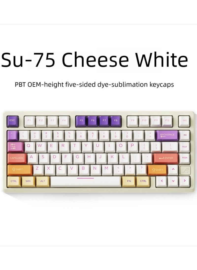 ZIDLI SU-75 Mechanical Keyboard - CNC Aluminum Block (Alu Block), Triple Mode (Wired/2.4G/Bluetooth), Gasket Structure for Tactile Feedback, 75% Hot-Swap PBT Keycaps with KTT Switches, 16M RGB, 6000mAh Battery