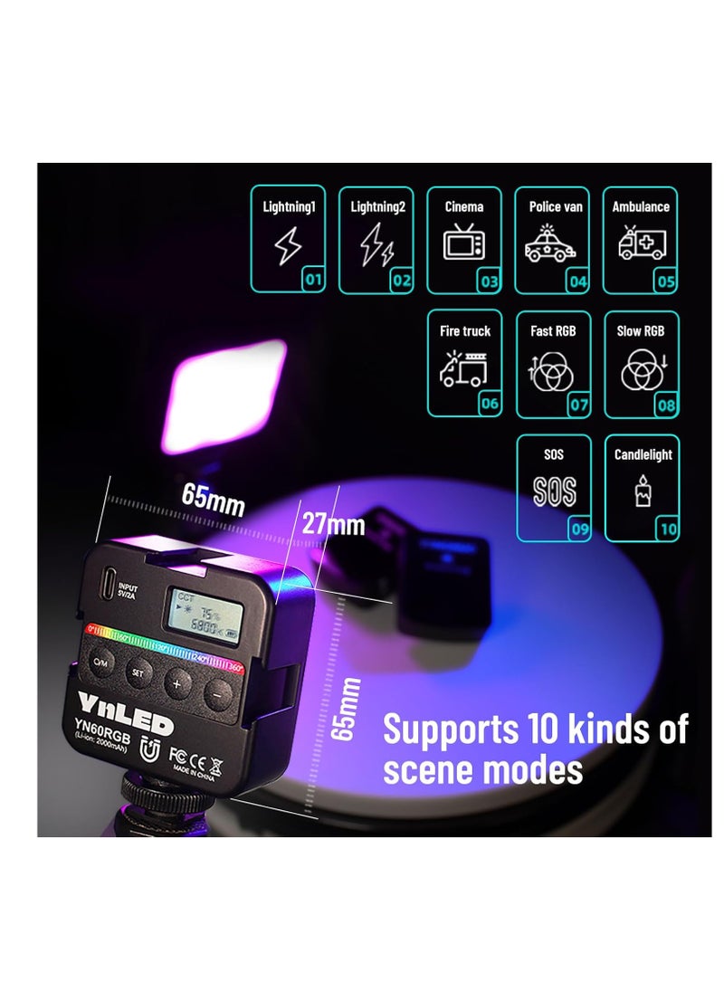YONGNUO YN60 RGB LED Mini Lights, Camera Video Light 360 Full Color Portable Photography Lighting