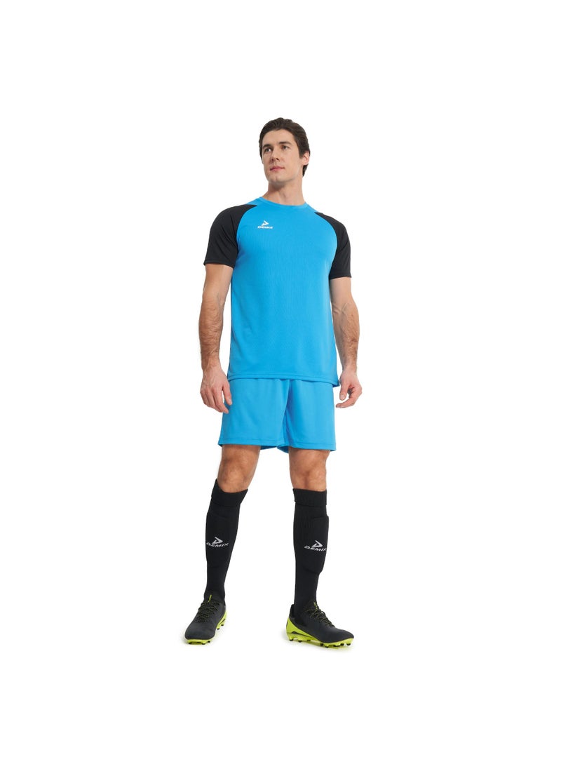 Demix Men’s Sports Blue/Black T-Shirt – MOVI Wick Moisture-Wicking, Breathable Fabric, Raglan Sleeves, Straight Cut, Lightweight & Comfortable