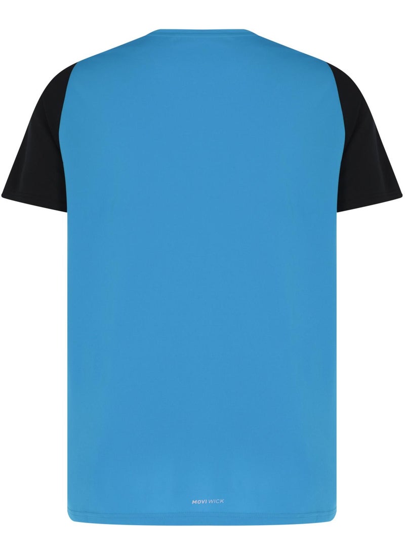 Demix Men’s Sports Blue/Black T-Shirt – MOVI Wick Moisture-Wicking, Breathable Fabric, Raglan Sleeves, Straight Cut, Lightweight & Comfortable