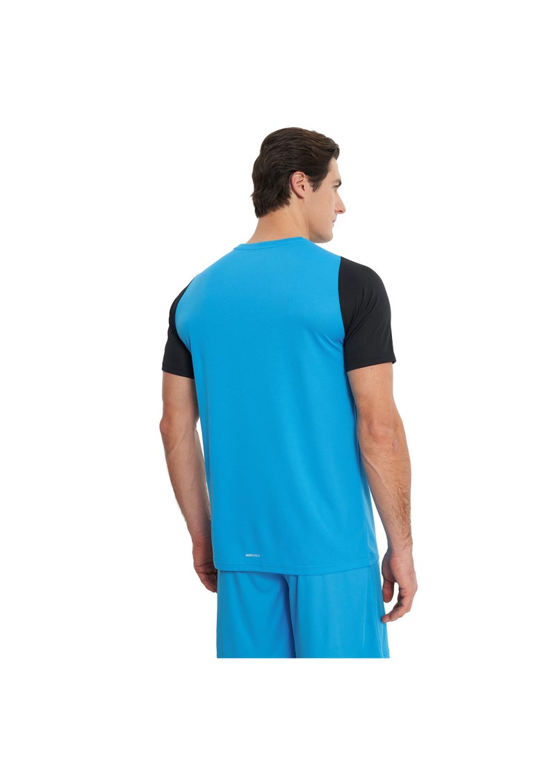 Demix Men’s Sports Blue/Black T-Shirt – MOVI Wick Moisture-Wicking, Breathable Fabric, Raglan Sleeves, Straight Cut, Lightweight & Comfortable