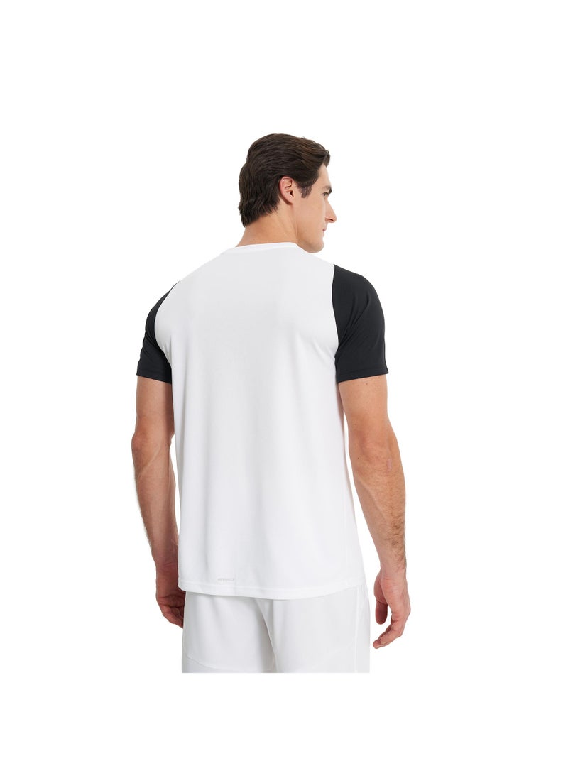 Demix Men’s Sports White/Black T-Shirt – MOVI Wick Moisture-Wicking, Breathable Fabric, Raglan Sleeves, Straight Cut, Lightweight & Comfortable
