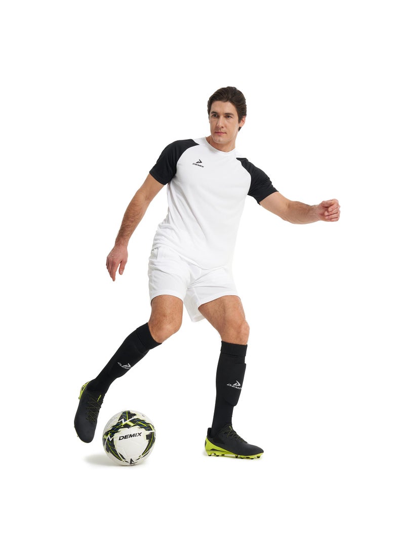 Demix Men’s Sports White/Black T-Shirt – MOVI Wick Moisture-Wicking, Breathable Fabric, Raglan Sleeves, Straight Cut, Lightweight & Comfortable