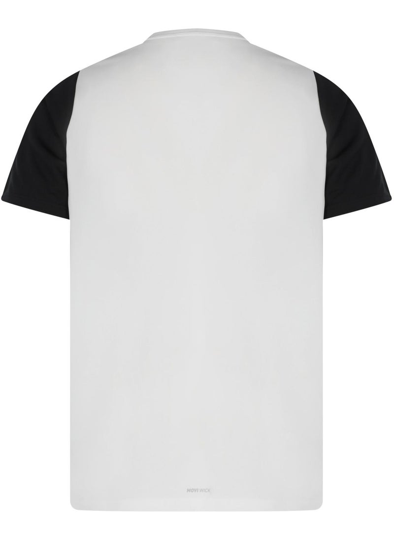 Demix Men’s Sports White/Black T-Shirt – MOVI Wick Moisture-Wicking, Breathable Fabric, Raglan Sleeves, Straight Cut, Lightweight & Comfortable