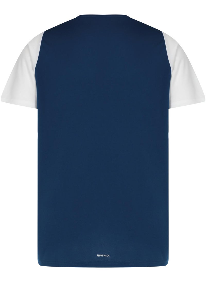 Demix Men’s Sports Blue/White T-Shirt – MOVI Wick Moisture-Wicking, Breathable Fabric, Raglan Sleeves, Straight Cut, Lightweight & Comfortable