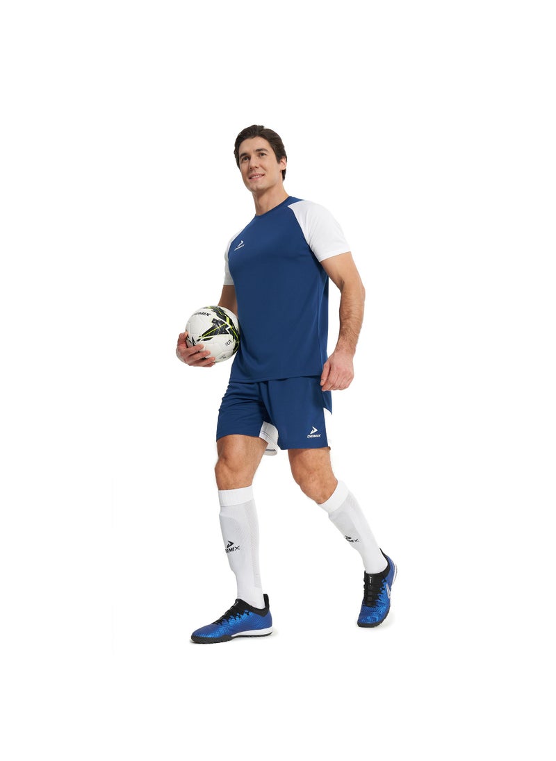 Demix Men’s Sports Blue/White T-Shirt – MOVI Wick Moisture-Wicking, Breathable Fabric, Raglan Sleeves, Straight Cut, Lightweight & Comfortable