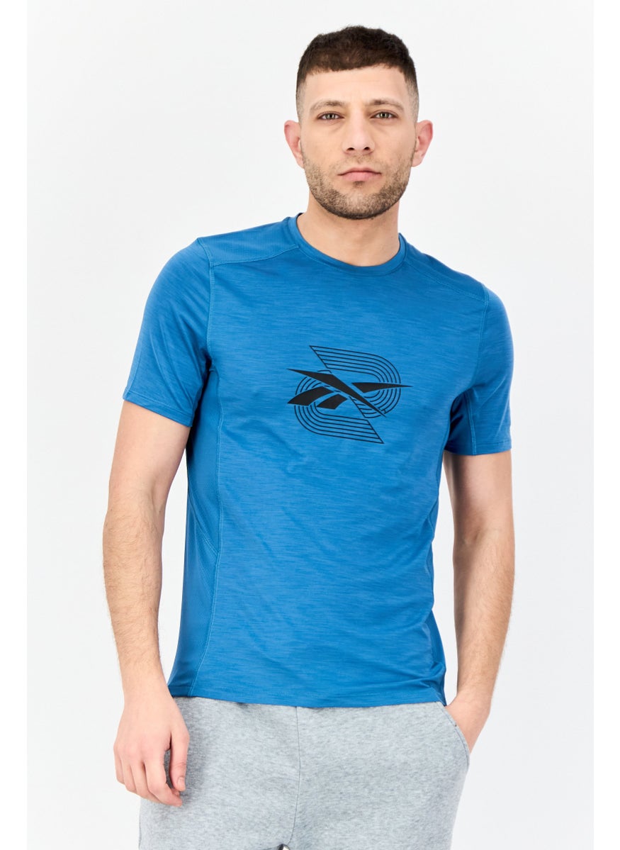 Men Sportswear Fit Short Sleeves Training T-Shirts, Blue