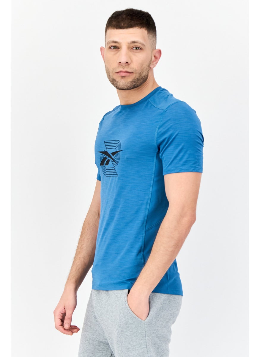 Men Sportswear Fit Short Sleeves Training T-Shirts, Blue