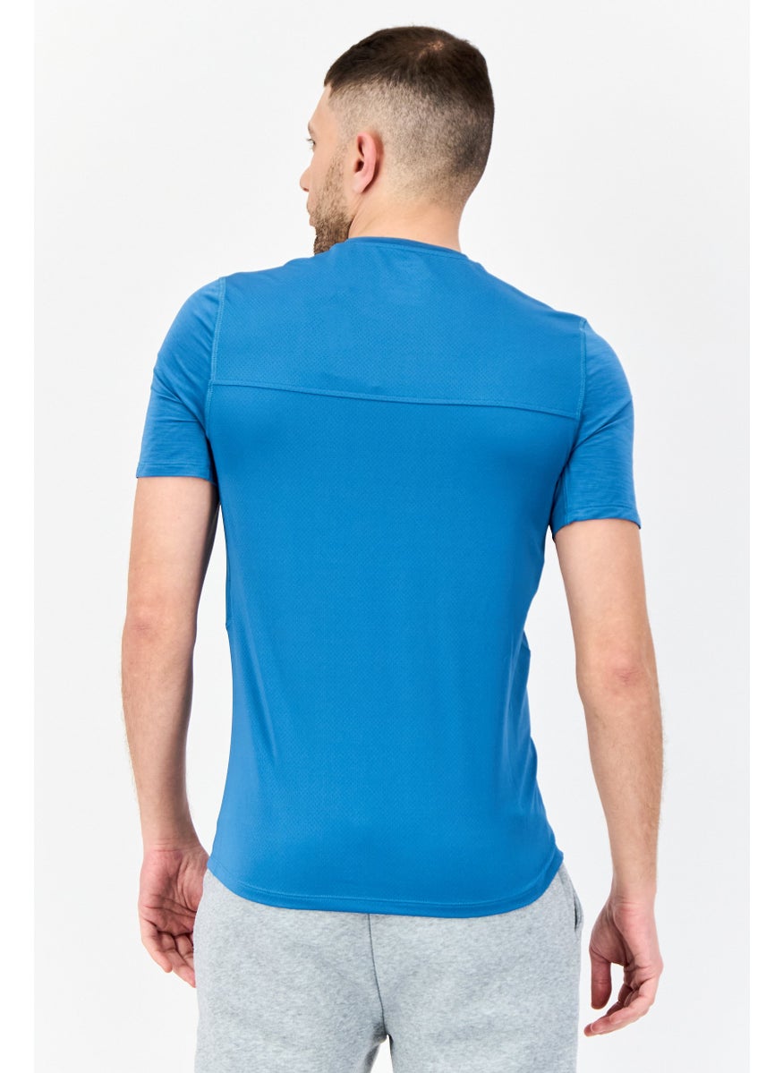 Men Sportswear Fit Short Sleeves Training T-Shirts, Blue