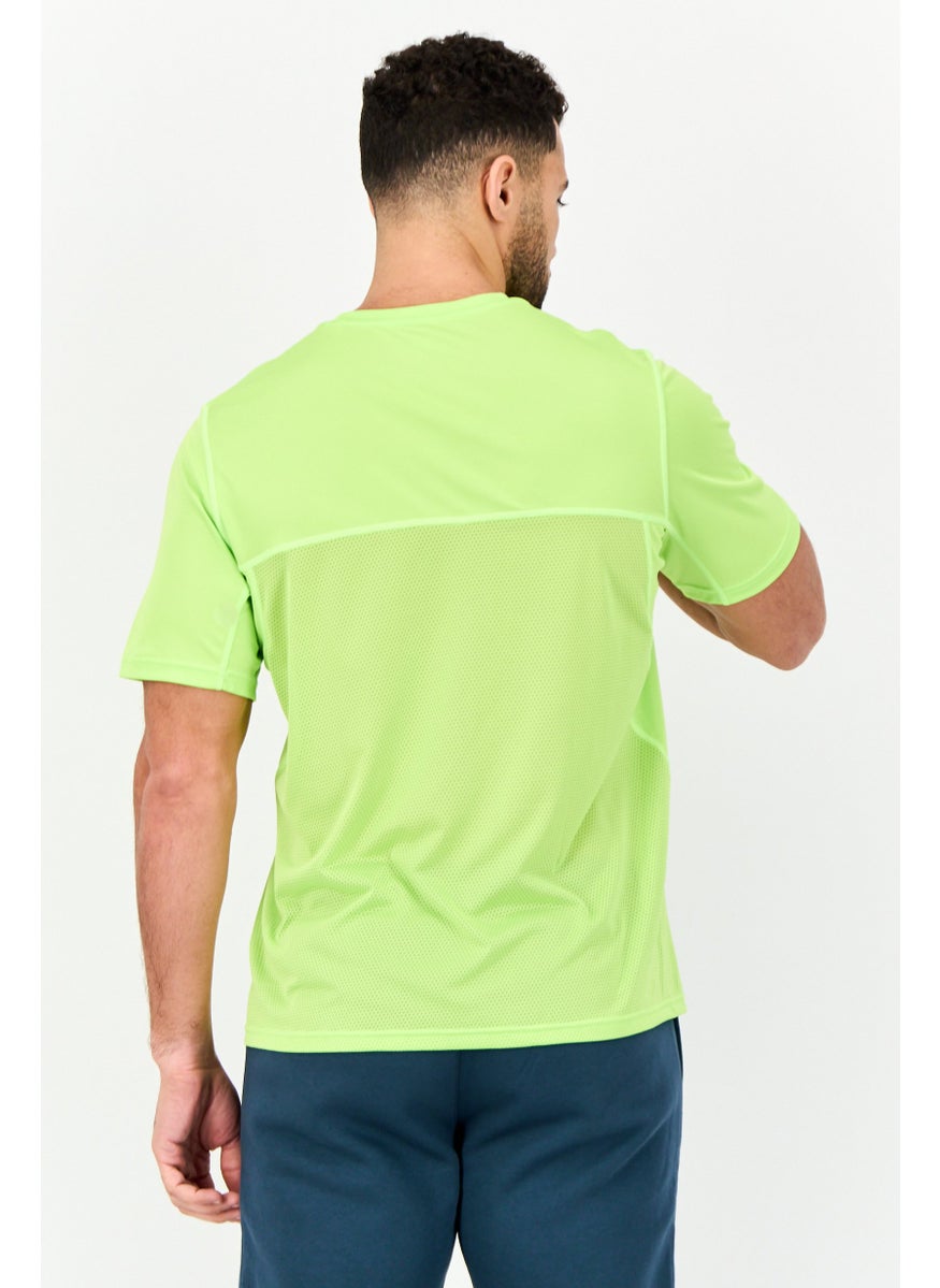 Men Sportswear Fit Short Sleeve Running T-Shirt, Lime Green