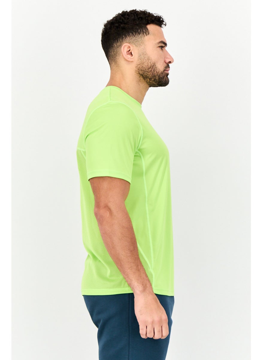 Men Sportswear Fit Short Sleeve Running T-Shirt, Lime Green
