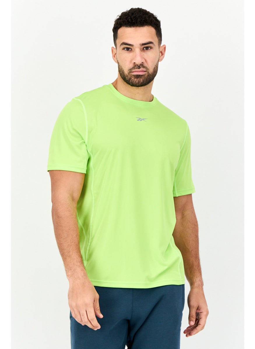 Men Sportswear Fit Short Sleeve Running T-Shirt, Lime Green