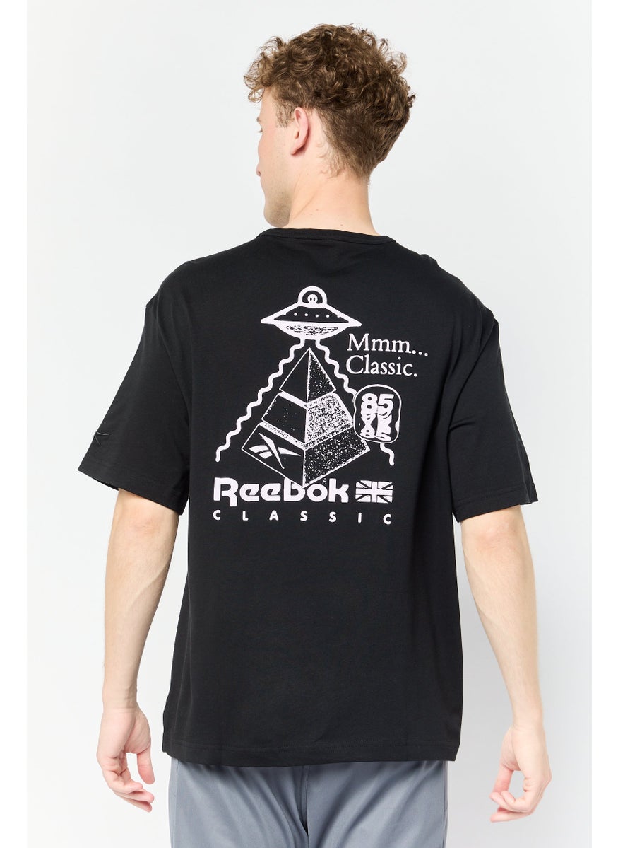 Men Sportswear Fit Short Sleeves Outdoor T-Shirt, Black