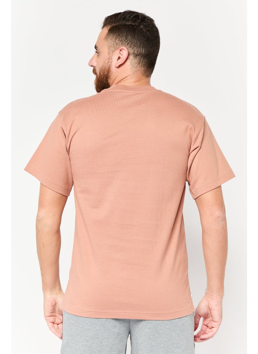 Men Sportswear Fit Short Sleeves Outdoor T-Shirt, Brown