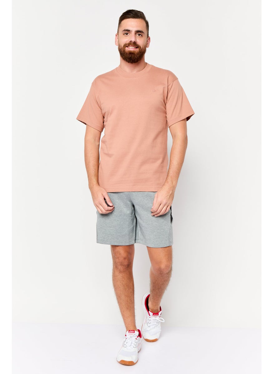 Men Sportswear Fit Short Sleeves Outdoor T-Shirt, Brown