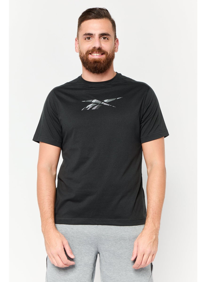 Men Sportswear Fit Short Sleeve Outdoor T-shirt, Black