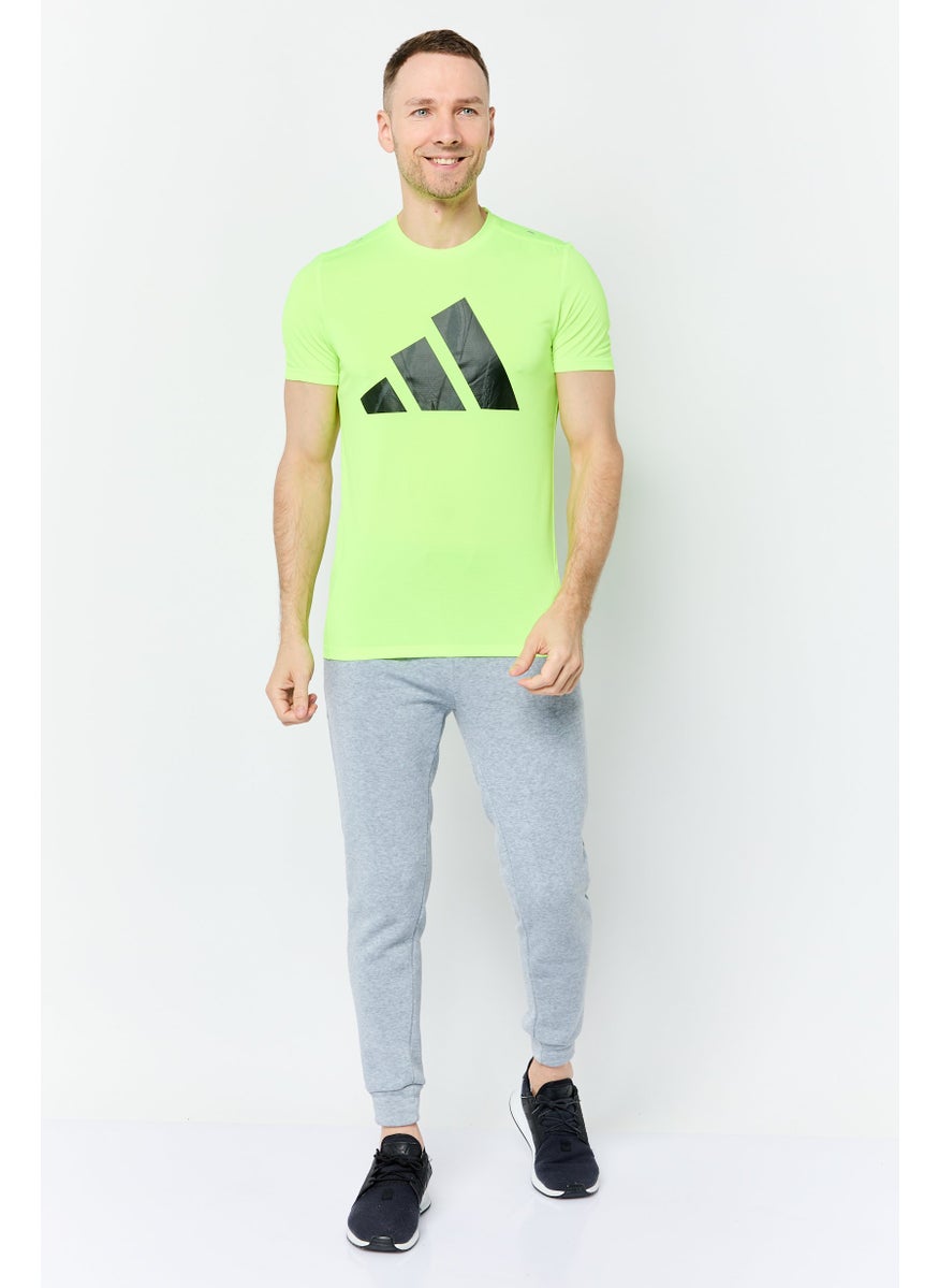 Men Sportswear Fit Short Sleeves Running T-Shirt, Lime Green