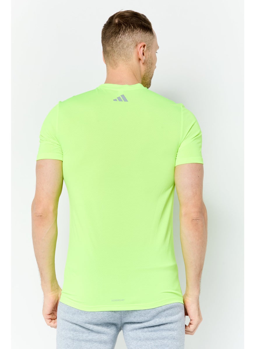 Men Sportswear Fit Short Sleeves Running T-Shirt, Lime Green