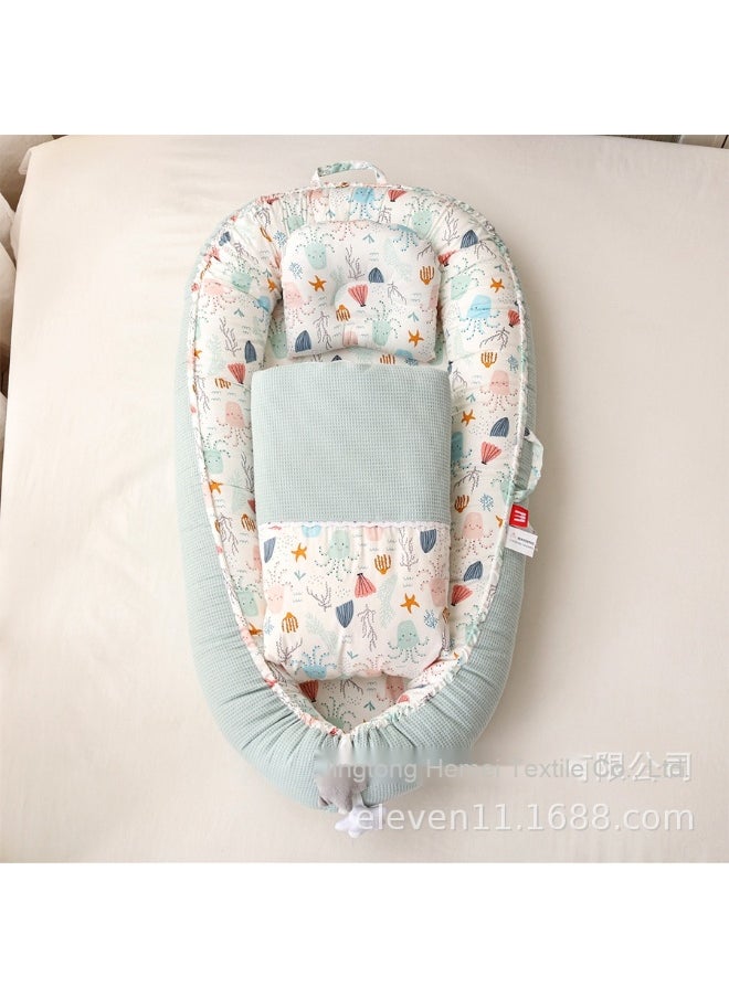Breathable Hexagonal Portable Baby Crib with Removable Cover - Biometric Baby Nest & Travel Baby Bed Pillow