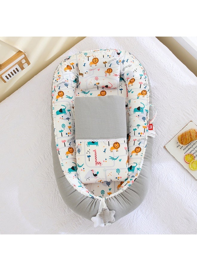 Portable Baby Bed with Breathable Honeycomb Design, Removable and Washable, Biomechanical Baby Nest and Pillow for Travel